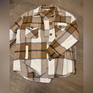 Velvet Tan and Black Plaid Shirt